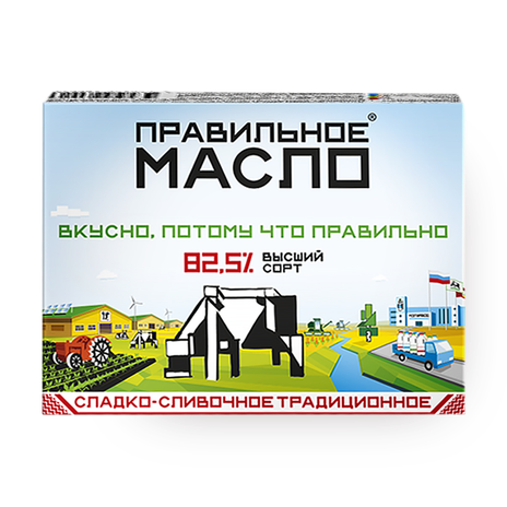 Масло сладко-сливочное 82,5% «Правильное масло» традиционное