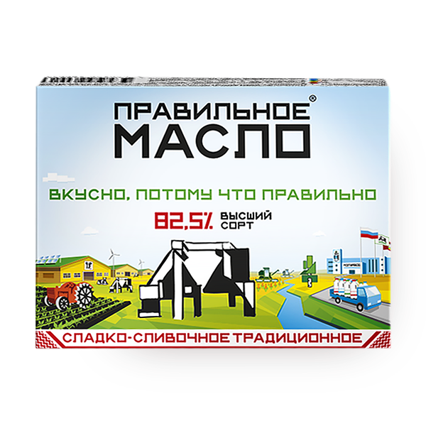Масло сладко-сливочное 82,5% «Правильное масло» традиционное