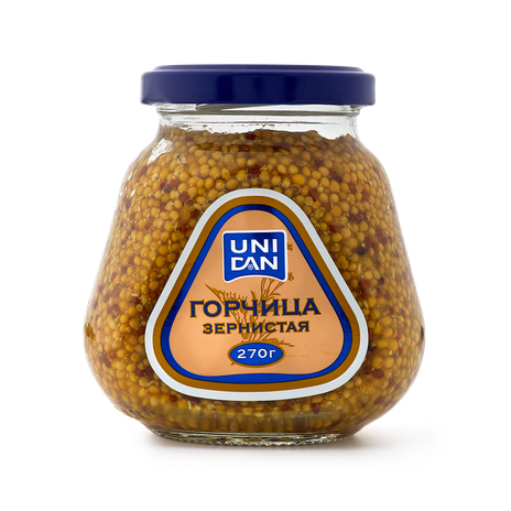 Горчица зернистая Uni Dan, 270 г — купить с доставкой из Яндекс Лавки