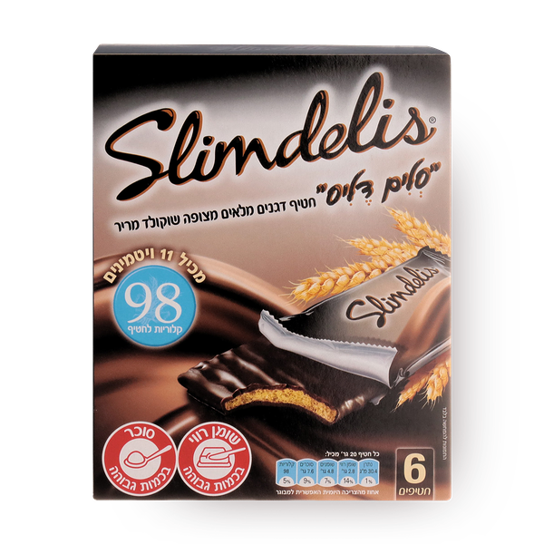 Slimdelis Cereal snack coated in dark chocolate