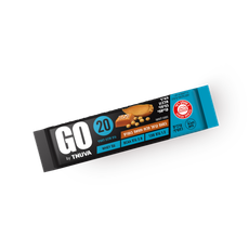 caramel and peanut butter flavored crispy GO protein bar