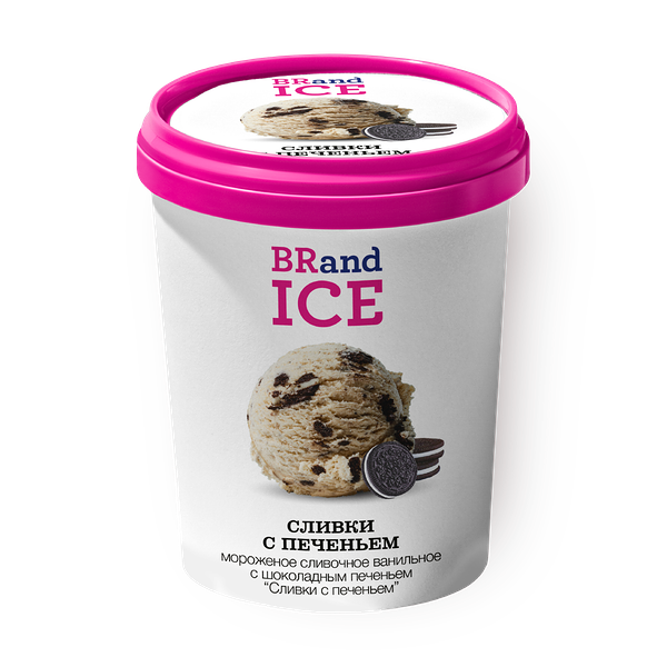 Мороженое сливочное BRand Ice сливки с шоколадным печеньем