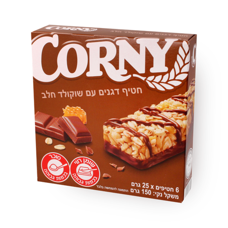 Barritas de cereales con chocolate con leche Corny pack de 6 unidades de 25  g.