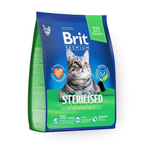 Сухой корм для стерилизованных кошек Brit Premium Sterilised курица