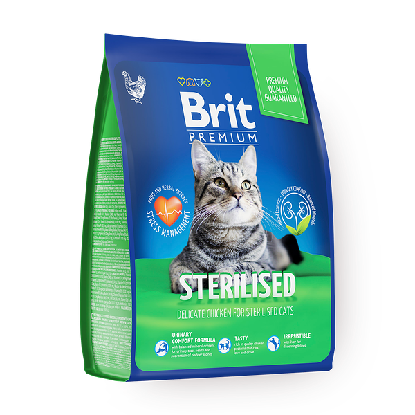 Сухой корм для стерилизованных кошек Brit Premium Sterilised курица
