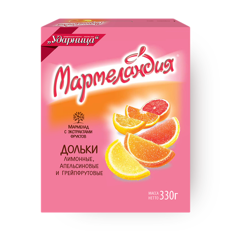 Мармелад Дольки «Мармеландия» апельсиновые, лимонные и грейпфрутовые