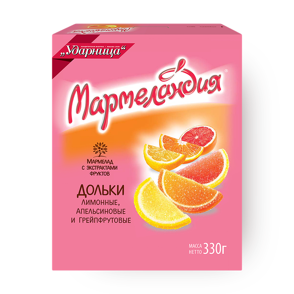 Мармелад Дольки «Мармеландия» апельсиновые, лимонные и грейпфрутовые