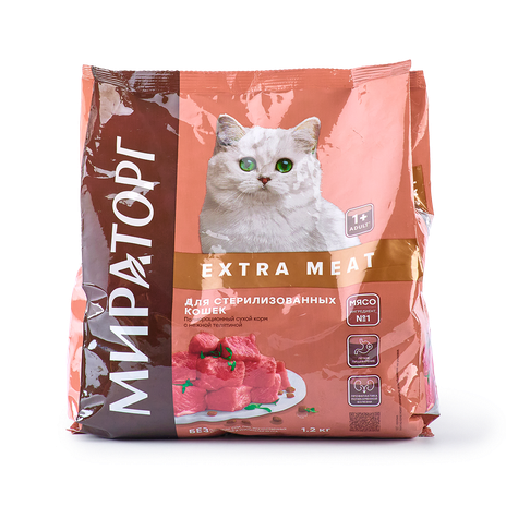 Сухой корм для стерилизованных кошек Extra Meat «Мираторг» c нежной телятиной