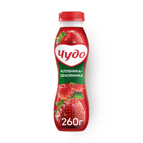 Питьевой йогурт «Чудо» с клубникой и земляникой 1,9% 260 г — купить в ...