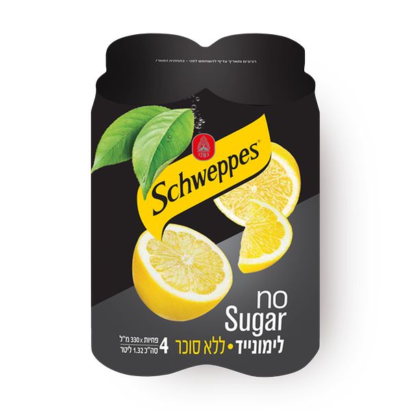Schweppes carbonated lemonade NO SUGAR shrink can PACK