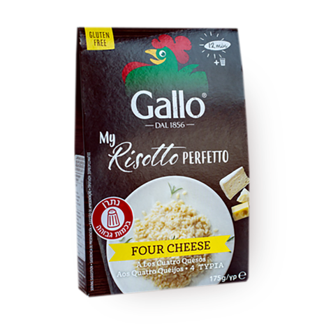 Four cheese risotto rice for quick preparation