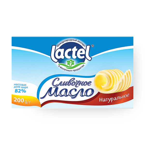 Масло сладкосливочное несоленое 82% Lactel