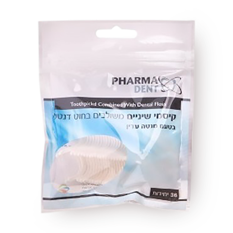 PHARMA DENT Dental toothpicks combined with a delicate mint-flavored floss'