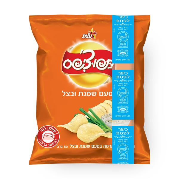 חטיף תפוצ'יפס בטעם שמנת בצל