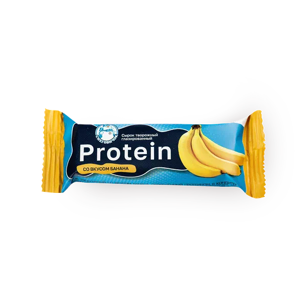 Сырок творожный глазированный «Снеговичок» со вкусом банана, обогащённый протеином