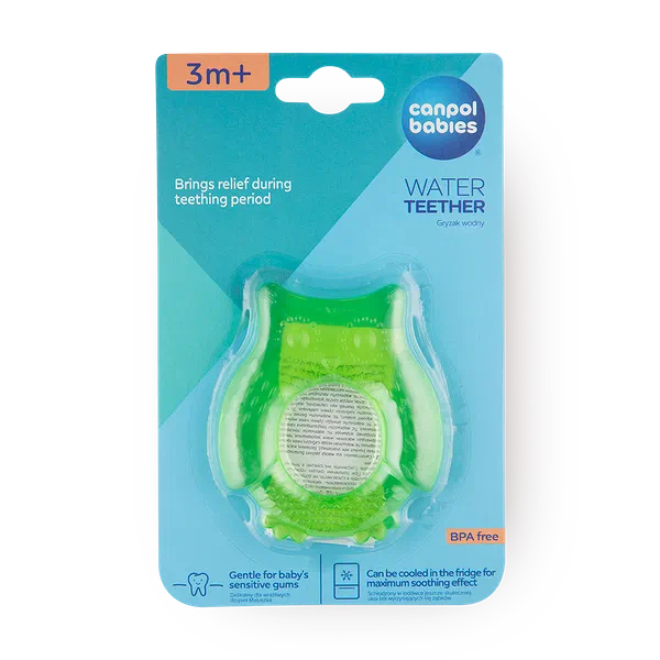 Прорезыватель с водой Canpol Babies , силиконовый, массажер для десен, без BPA, сова, 0+ мес.