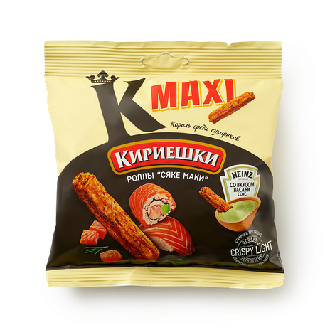 Сухарики «Кириешки» Maxi роллы Сяке Маки + соус васаби, 50 г — купить с ...