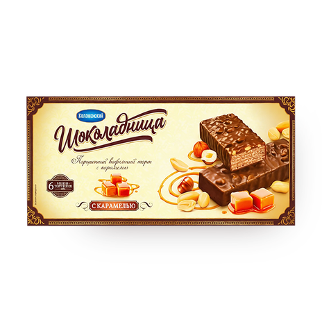 Торт вафельный «Коломенский» «Шоколадница» с карамелью