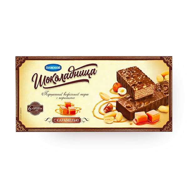 Торт вафельный «Коломенский» «Шоколадница» с карамелью