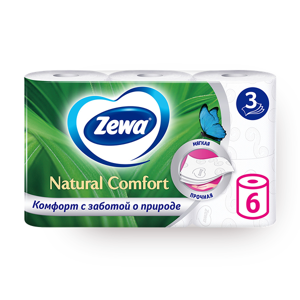 Туалет­ная бумага Zewa Natural Comfort 3 слоя