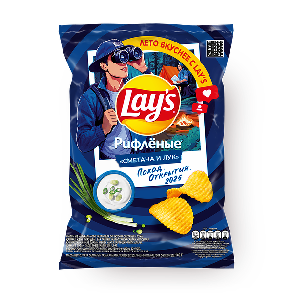 Чипсы Lay's сметана и лук рифлёные