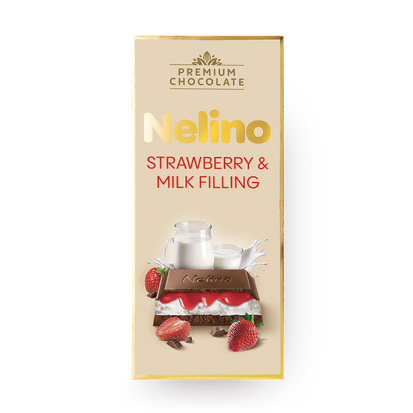Шоколад молочный Nelino Premium с молочно-клубничной начинкой