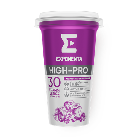 Напиток кисломолочный обезжиренный Exponenta High-Pro черника-земляника