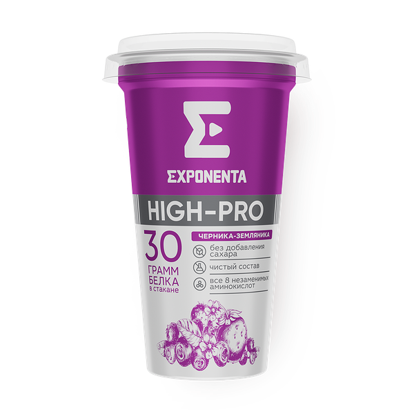 Напиток кисломолочный обезжиренный Exponenta High-Pro черника-земляника