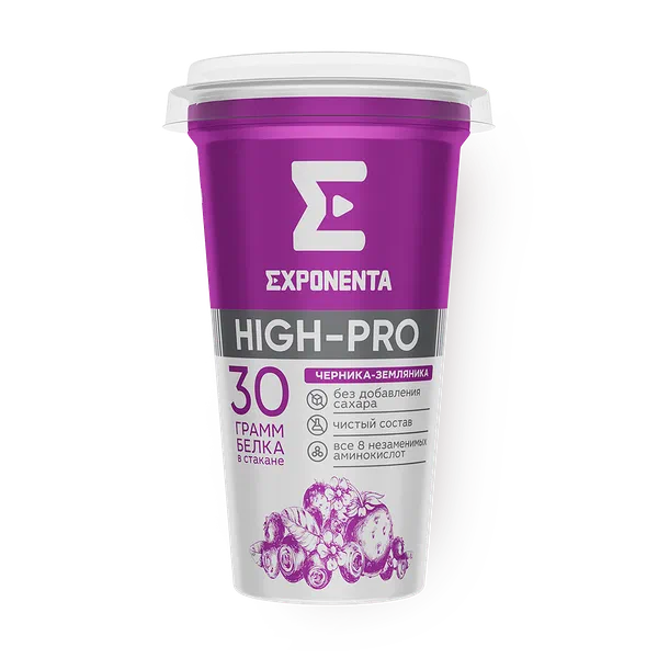 Напиток кисломолочный обезжиренный Exponenta High-Pro черника-земляника