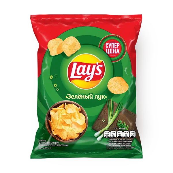 Чипсы картофельные Lays со вкусом зелёного лука
