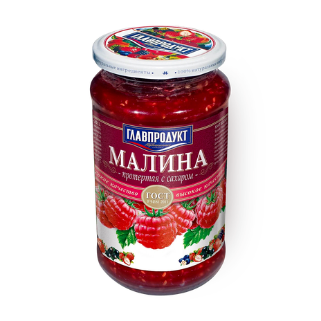 Ягоды протёртые «Главпродукт» малина с сахаром