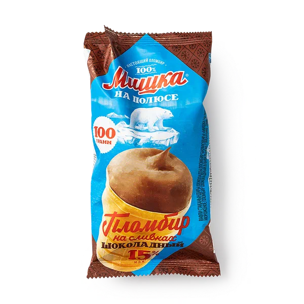 Мороженое пломбир шоколадный «Мишка на полюсе» стаканчик