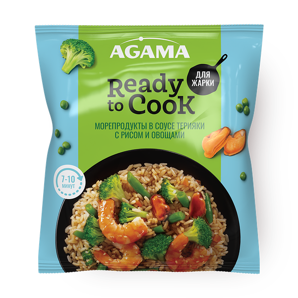 Морепродукты с рисом и овощами Ready to Cook Agama в соусе терияки