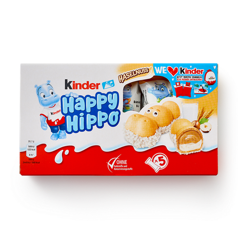 Батончики Kinder Happy Hippo с молочно-ореховой начинкой 5 шт.