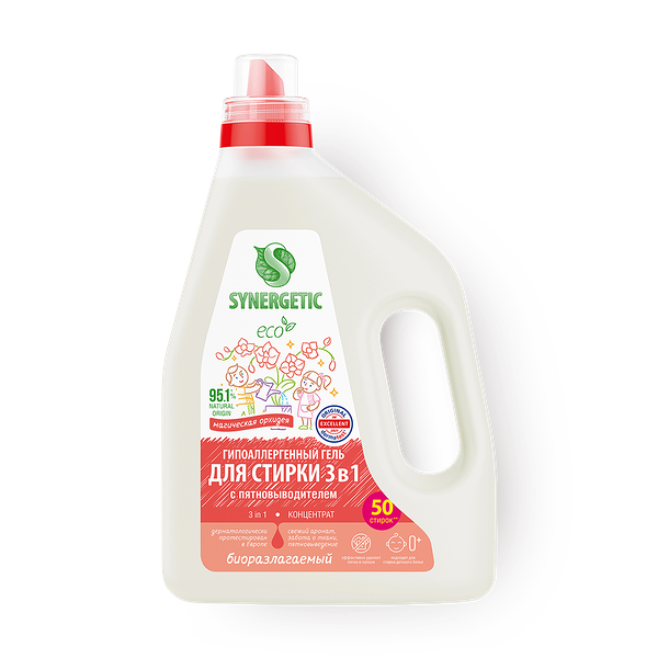 Гель для стирки Synergetic 3 in 1 Магическая орхидея 25 стирок