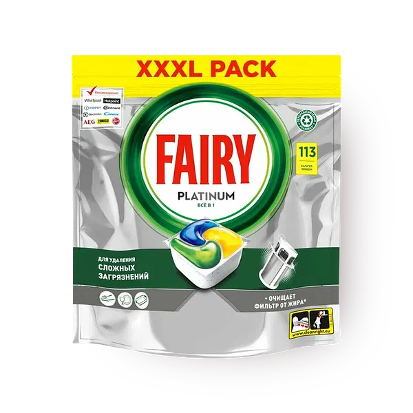 Капсулы для посудомоечной машины Fairy Platinum всё в 1 лимон