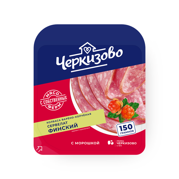 Колбаса сервелат Финский «Черкизово» варёно-копчёная нарезка