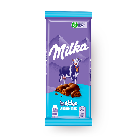 Шоколад молочный пористый Bubbles Milka