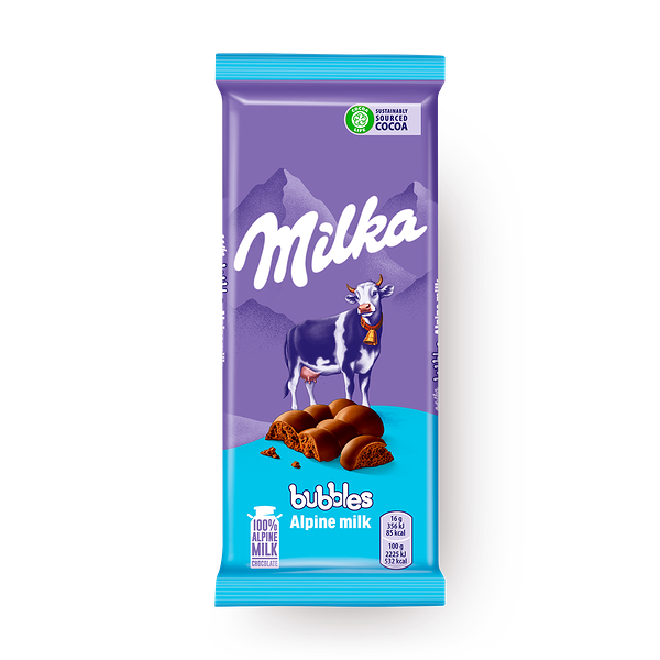 Шоколад молочный пористый Bubbles Milka