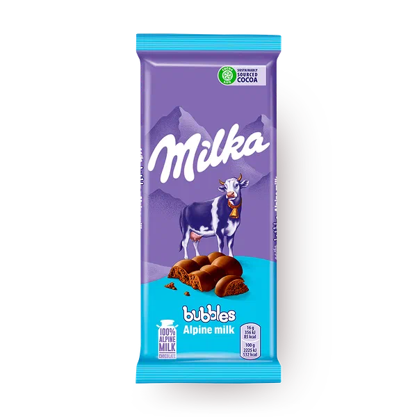 Шоколад молочный пористый Bubbles Milka