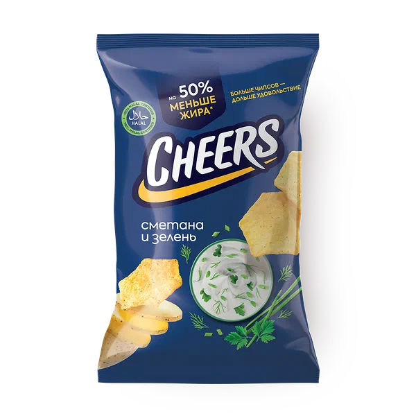 Чипсы картофельные Cheers со вкусом сметаны и зелени