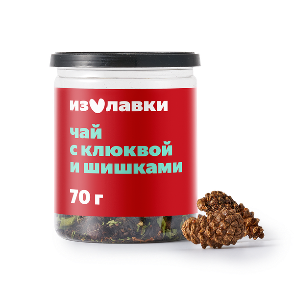 Чай чёрный «Из Лавки» крупнолистовой с сосновыми шишками и клюквой