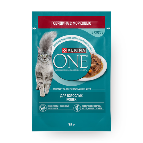 Влажный корм для кошек Purina One говядина