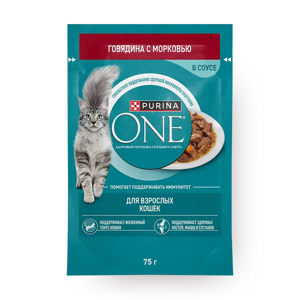 Влажный корм для кошек Purina One говядина