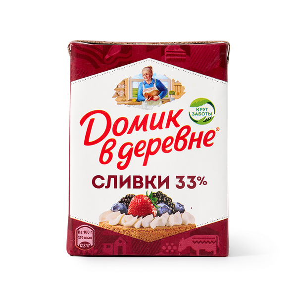 Сливки 33% «Домик в деревне» стерилизованные