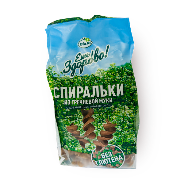 Макароны Спиральки «Ешь Здорово» из гречневой муки с добавлением амарантовой