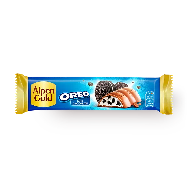 Шоколад молочный Орео Alpen Gold с ванильной начинкой и кусочками печенья