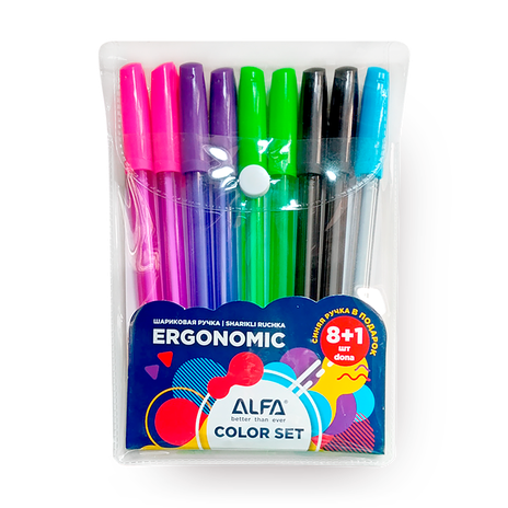 Ручки цветные Alfa Ergonomic Color Set