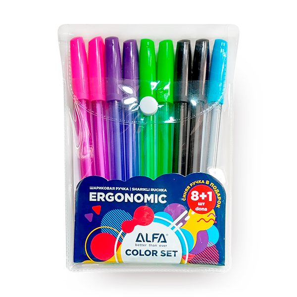 Ручки цветные Alfa Ergonomic Color Set