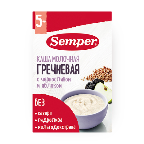 Каша молочная Semper Гречневая чернослив и яблоко с 5 месяцев